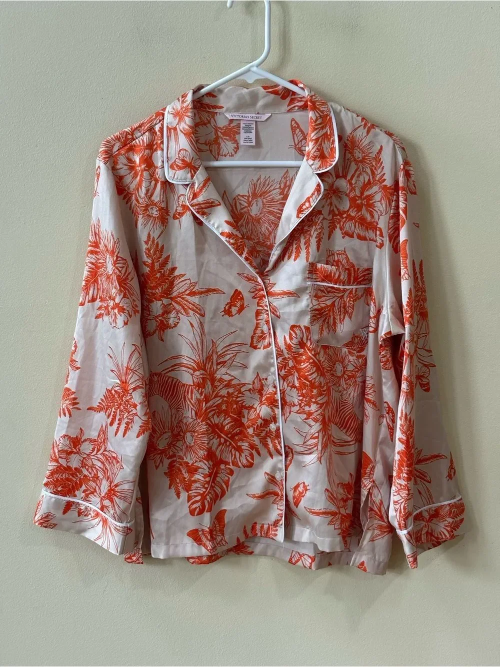 Victoria’s Secret Pajama Set Orange Tropical Toile Size L